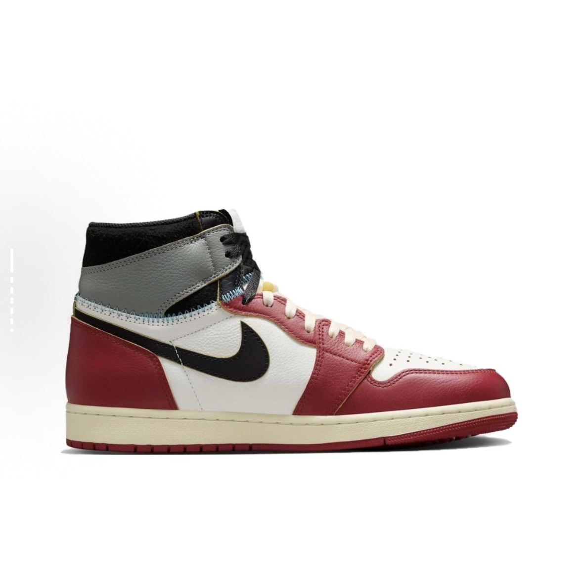 jordan 1 gore tex high-top in white, red, gray - demonstrating water resistance? technical diagram